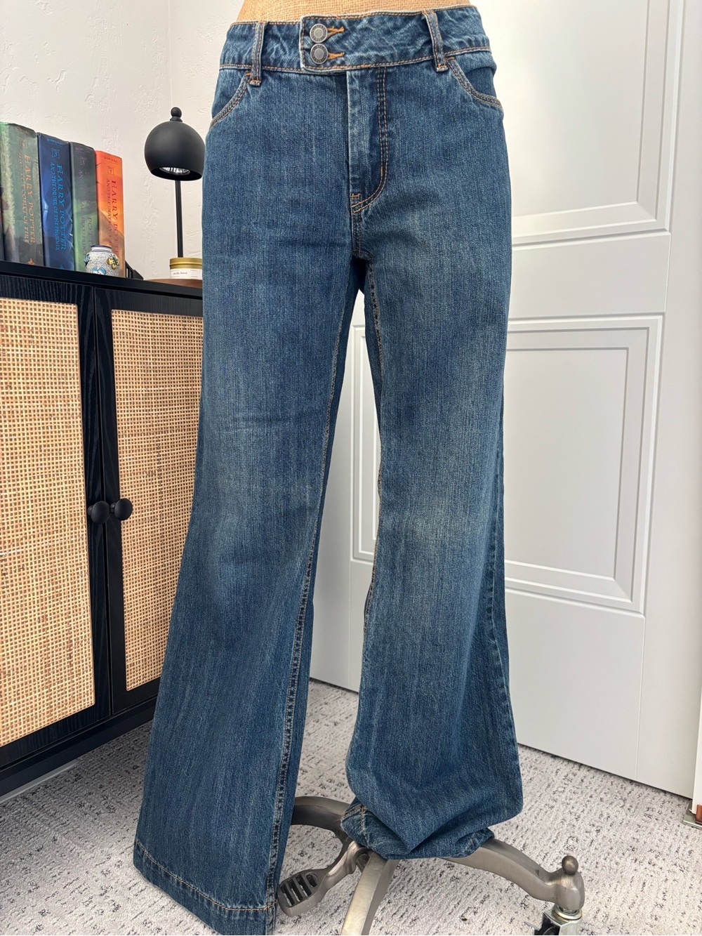 Stetson 214 City Trouser Wide-Leg Jeans in Dark Blue Denim